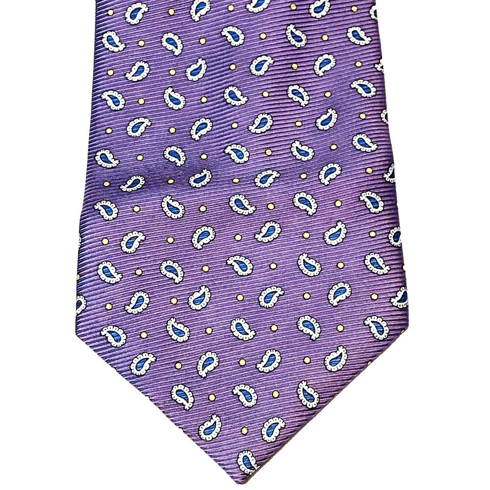 Meeting Street Tie Repp Weave Lavender Purple Paisley Dot Handmade Silk Summery